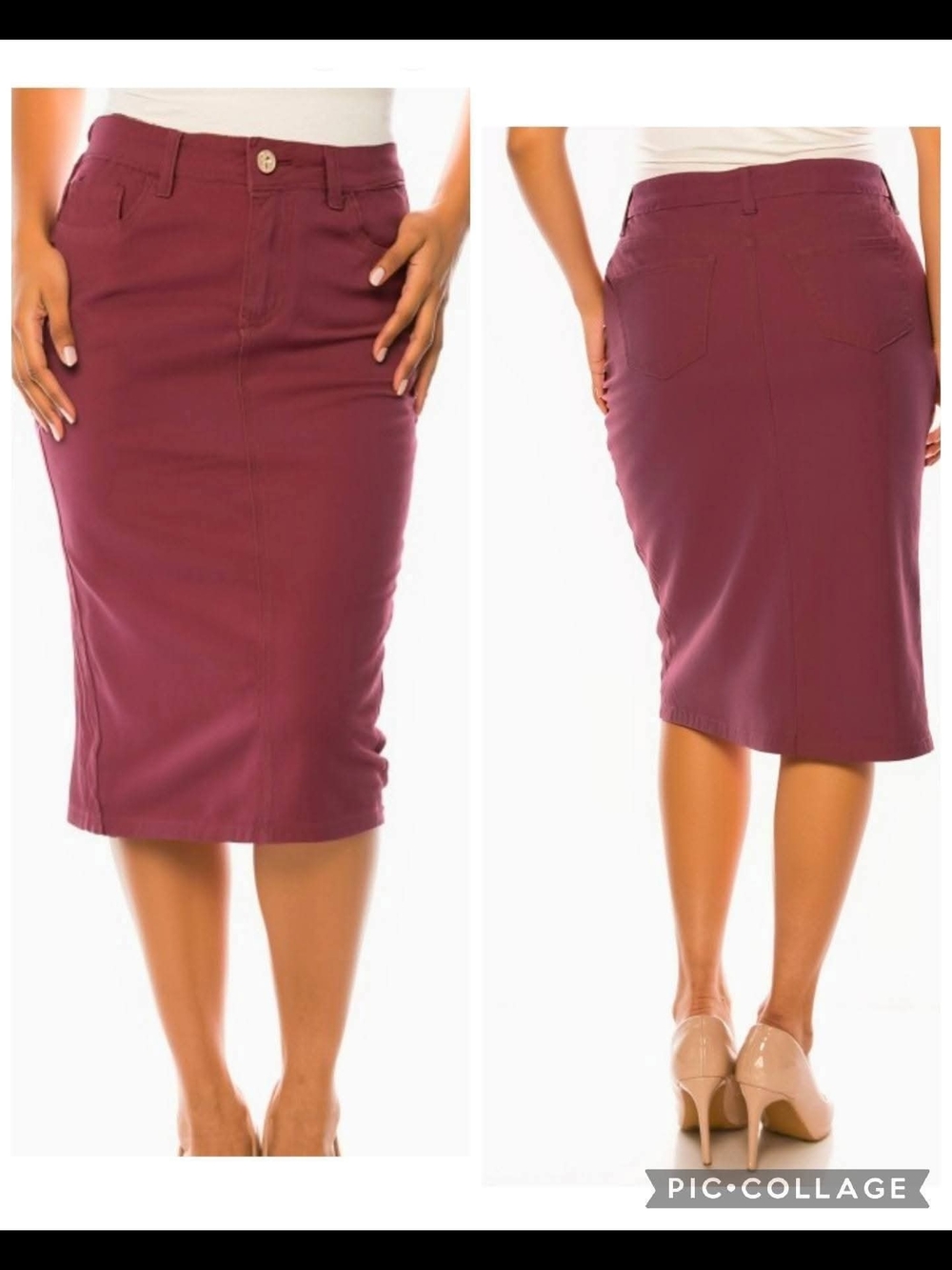Stretch Pencil Skirt in Wine - Sleek Everyday Style